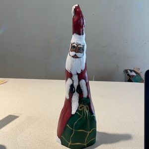 B & G Crafts Hand-painted Wooden Santa Figure
